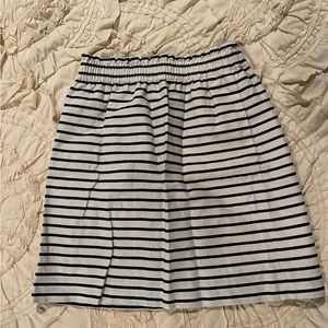 Striped Pencil Skirt with Top Ruffle & Pockets